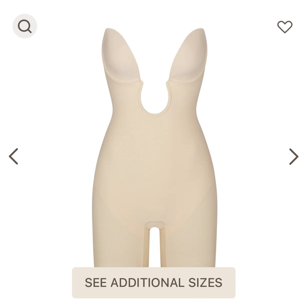 SKIMS Deep Plunge Shapewear Mid Thigh Body Suit in Sand Color Size is X-Large